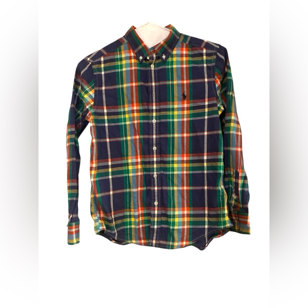 Ralph Lauren Boys Plaid Button Down Shirt Size Large (14-16)